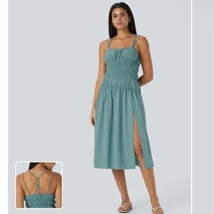 HALARA Breezeful™ Backless Split Hem Flowy Midi Quick Dry Casual Slip Dress